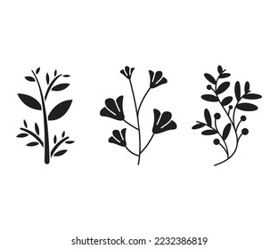ilustración vectorial de conjuntos de hojas y ramas