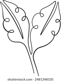 Leaves Branch Sketch Outline Vector Illustration