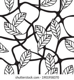 Leaves and branches decorative seamless repeating pattern vector illustration