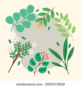 leaves in branches and flowers