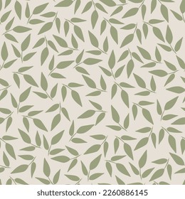 Leaves and branches repeat pattern. Floral pattern design. Botanical tile. Good for prints, wrappings, textiles and fabrics.