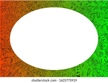 Leaves and branches of Russian birch, colored abstract frame
