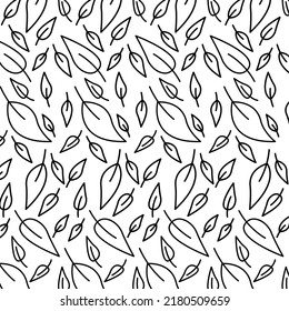leaves and branches seamless pattern. black and white background. colorfull leaves seamless pattern. for printing purpose.