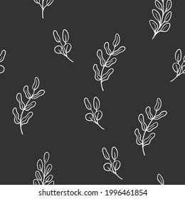Las hojas y las ramas son un patrón sin fisuras. Textura de fondo floral. Diseño de naturaleza monocromática.