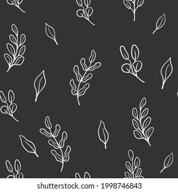 Leaves and branches seamless pattern. Floral background texture. Monochromatic nature design.