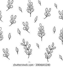 Feuilles et branches motif harmonieux. Texture d'arrière-plan floral. Design de nature monochromatique.