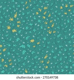 Leaves and branches seamless vector pattern, hand drawn floral background