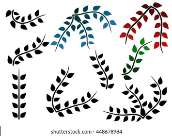 Leaves branches set. Vector illustration. Isolated