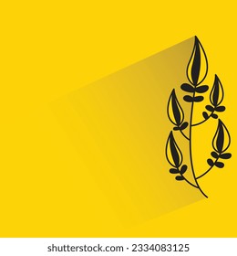 hojas y ramas con sombra sobre fondo amarillo