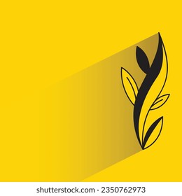 hojas y ramas con sombra sobre fondo amarillo