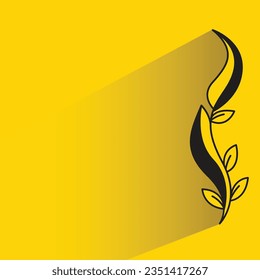 leaves and branches with shadow on yellow background
