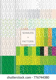 Leaves, branches and stalks - used as a decorative elements. Seamless vector pattern. 80 variants.
