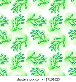 Leaves and branches vector seamless background. The use of design elements for decoration textiles, pages, posters ...