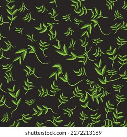 Leaves and branches vector seamless pattern.background illustration template design