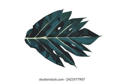 Las hojas de Breadfruit sobre fondo blanco. ilustración de hojas de pan