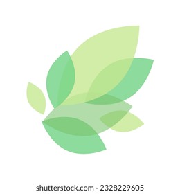 Leaves brochure element design. Botanical shapes. Modern label for natural product. Green herbs. Vector illustration. Editable shapes for poster decoration. Creative and customizable symbols