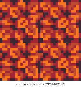 Leaves brown color grass pattern, tile for video game. Fabric textures pixel art style abstract seamless pattern texture pixel art background. Knitted design. Isolated vector 8-bit illustration.