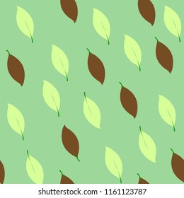 Leaves brown and green seamless pattern. Vector