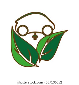leaves and car icon over white background. eco friendly concept. colorful design. vector illustration