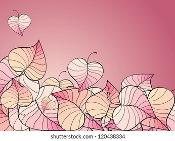 Leaves card in hand drown style