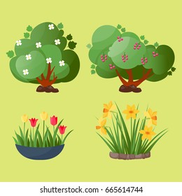 Leaves cartoon green tree vector summer leaf plant background