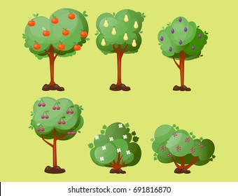 Leaves cartoon green tree vector summer leaf plant background