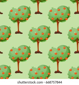 Leaves cartoon green trees seamless pattern vector summer leaf plant background