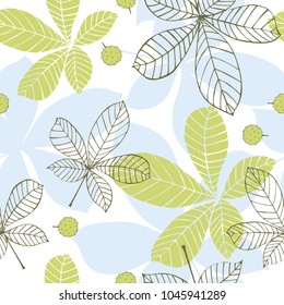 Leaves of chestnut. Vector seamless pattern.