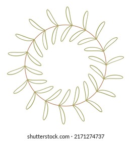 Leaves circle frame isolated on white background
