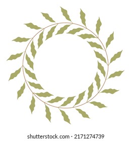 Leaves circle frame isolated on white background