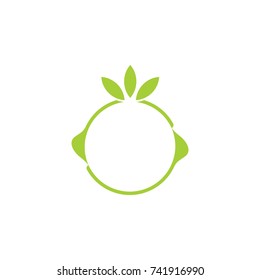 leaves in circle frame logo vector