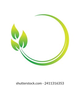 leaves and circle logo design template