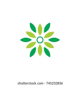 leaves in circle logo vector