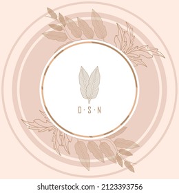 leaves circle on light pink