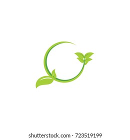 leaves in circle symbol logo vector