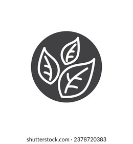 Leaves in a circle vector icon. Organic food filled flat sign for mobile concept and web design. Plant Based product glyph icon. Symbol, logo illustration. Vector graphics