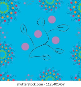 leaves with circles abstract design
