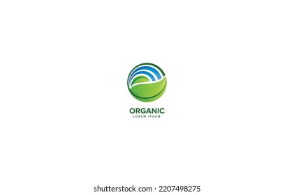 Leaves Clipart Vector, Logo Icon Design Template. Organic leaf with sunshine symbol