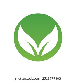 Leaves collection. Green leaves flat icon set. Vector illustration.