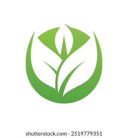 Leaves collection. Green leaves flat icon set. Vector illustration.