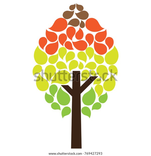 Leaves Color Change On White Background Stock Vector