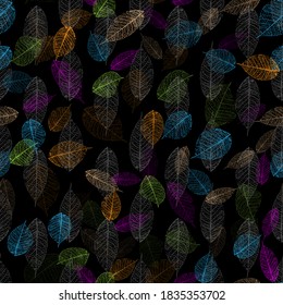 Leaves colorful seamless pattern. Vector, .
