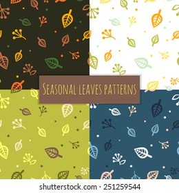 Leaves colorfull pattern 4 seasons. Vector illustration