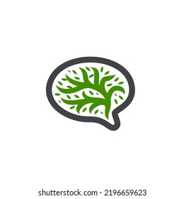 Leaves Combination With Brain,Elegant Minimalist Style Logo Design Editable