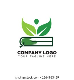 LEAVES COMBINE WITH BOOK DESIGN LOGO