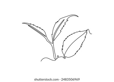 Leaves concept. Single line draw design vector graphic illustration.