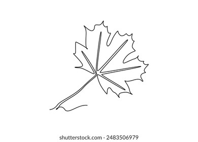 Leaves concept. Single line draw design vector graphic illustration.