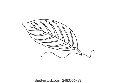 Leaves concept. Single line draw design vector graphic illustration.