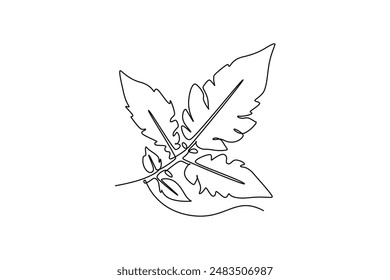 Leaves concept. Single line draw design vector graphic illustration.