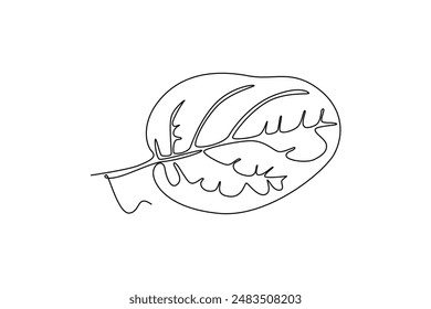 Leaves concept. Single line draw design vector graphic illustration.